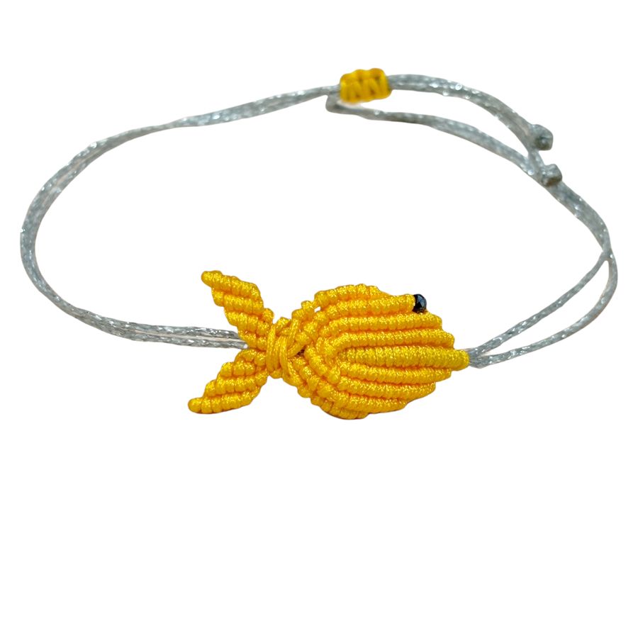 Βραχιόλι-Μακραμέ-με-κίτρινο-ψαράκι