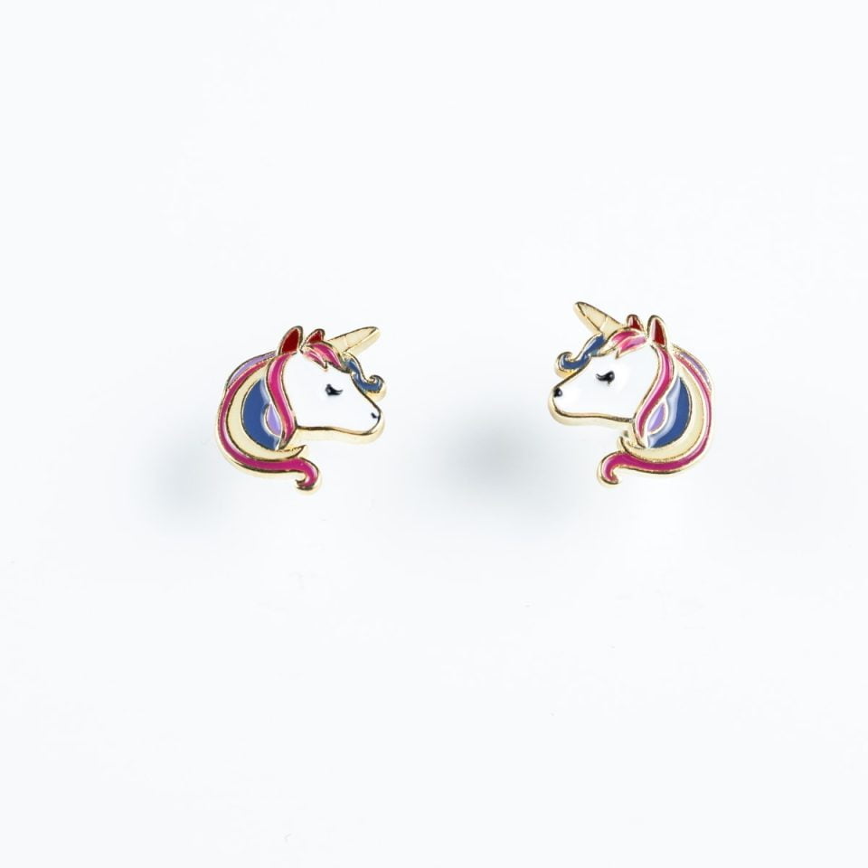 Claire's 18kt Rose Gold Plated Miss Glitter the Unicorn Stud Earrings |  Hamilton Place