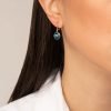 Σκουλαρίκια Excite Fashion Jewellery, κρίκοι από επίχρυσο ατσάλι με κρεμαστό γαλάζιο ματάκι μουράνο. S-1610-01-07-45