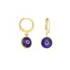 Σκουλαρίκια Excite fashion jewellery κρίκοι από επίχρυσο ατσάλι με κρεμαστό μπλέ ματάκι μουράνο. S-1610-01-21-45