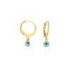 Σκουλαρίκια Excite Fashion Jewellery κρικάκια από επίχρυσο ατσάλι με κρεμαστό γαλάζιο ματάκι μουράνο. S-1611-01-14-45