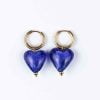 Σκουλαρίκια ατσάλινοι κρίκοι Cuoro με μπλε καρδιές murano