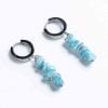 Ατσάλινα σκουλαρίκια κρίκοι CUORO με γαλάζιες πέτρες αχάτη