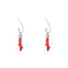 Ατσάλινοι ασημί κρίκοι Cuoro με κοραλλένιο μοτίφ ”Red coral earrings”