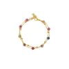 Διπλό βραχιόλι Excite Fashion Jewellery, αλυσίδα dots, πολύχρωμο ροζάριο, από ανοξείδωτο επιχρυσωμένο ατσάλι. B-1705-01-04-5
